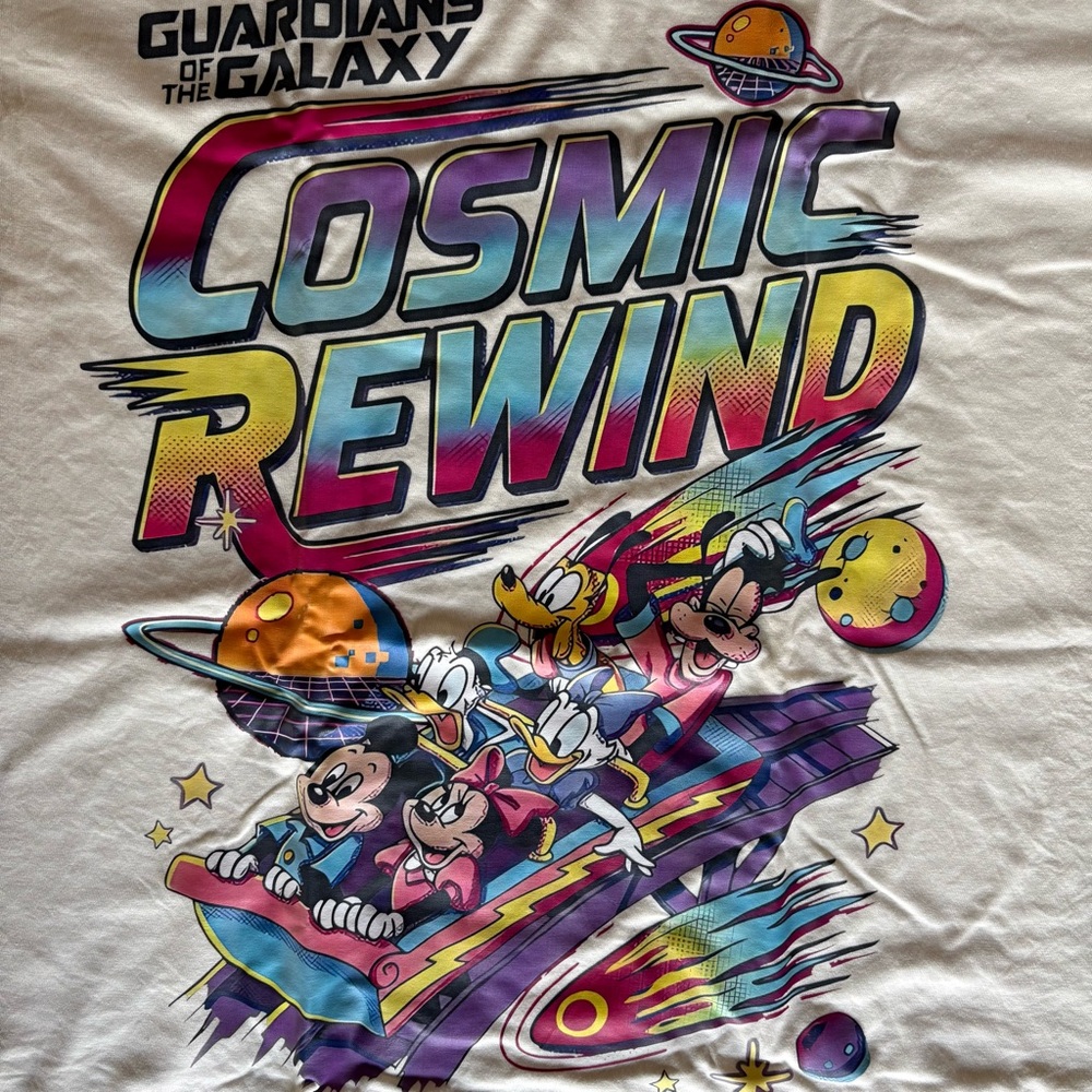 Walt Disney World Guardians of the Galaxy Cosmic Rewind T-shirt Ivory Large NEW! - Picture 5 of 6